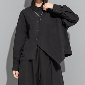 Irregular Slit Long Sleeve Shirt