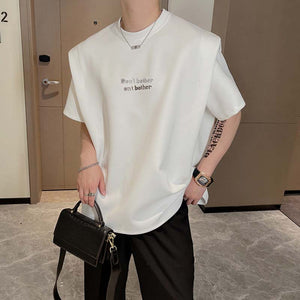 Letter Print Shoulder Pads Short Sleeve T-Shirt