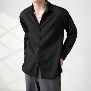 Drape Casual Solid Color Long Sleeve Shirt