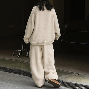 Loose Fit Chunky Knit Wool Trousers