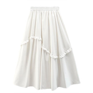 Irregular Wood Ear Stitching Skirt