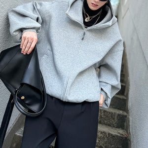 Loose Casual High Collar Hooded Sweatshirt