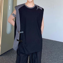 Load image into Gallery viewer, Contrast Paneled Leather Tab Sleeveless T-shirt
