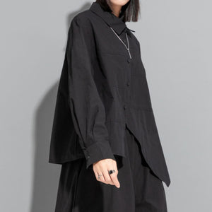 Irregular Slit Long Sleeve Shirt