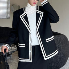 Load image into Gallery viewer, Contrast Striped Webbing-padded Shoulder Blazer
