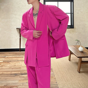 Loose Slit Suit Jacket Straight Casual Trousers Two-piece Suit