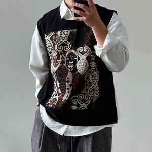 Loose-fitting Patchwork Vest