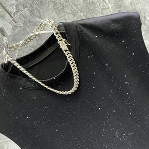 Loose Sleeveless Round Neck Sequined Casual Vest