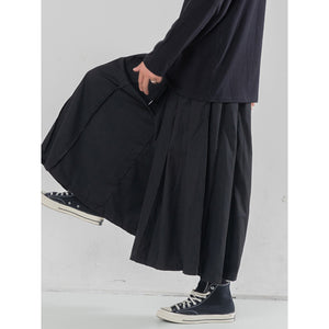 Black Casual Pleated Wide Leg Pants