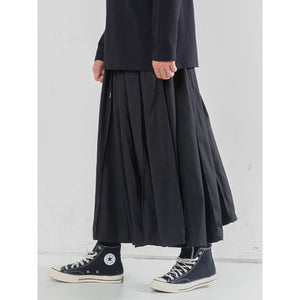 Black Casual Pleated Wide Leg Pants