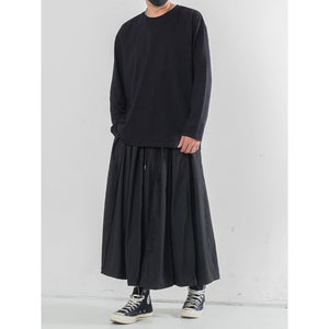 Black Casual Pleated Wide Leg Pants