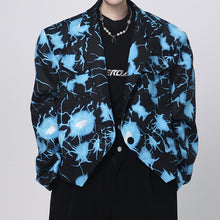 Load image into Gallery viewer, Contrast Print Cropped Single Button Jacket
