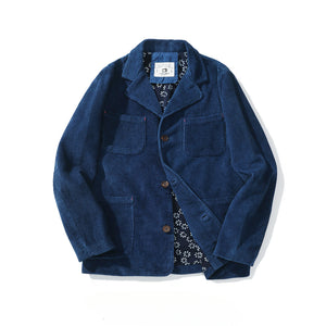 Handmade Plant-dyed Blue Corduroy Jacket