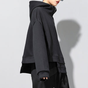 Hooded Loose Black Sweatshirt