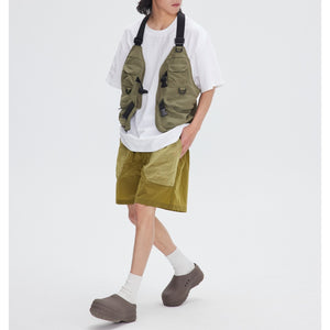 Cargo Vest Collarless Cardigan Jacket