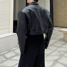 Load image into Gallery viewer, Motorcycle Leather Cropped Jacket
