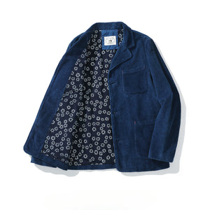 Handmade Plant-dyed Blue Corduroy Jacket