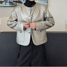 Load image into Gallery viewer, Cropped Collarless Jacket Casual Leather Coat
