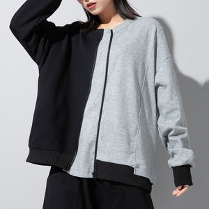 Loose Irregular Contrasting Color Sweatshirt