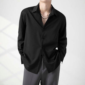 Drape Casual Solid Color Long Sleeve Shirt