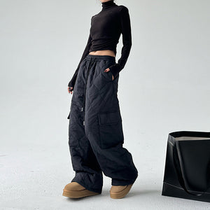 Multi-pocket Workwear Cotton Thickened Wide-leg Pants