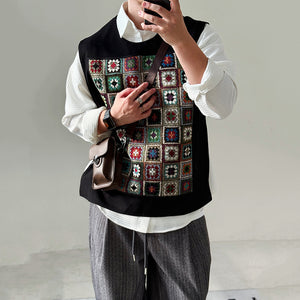 Loose Patchwork Pullover Vest