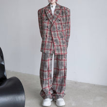 Load image into Gallery viewer, Notch Lapel Loose Blazer Casual Trousers Plaid Suit Two-piece Suit
