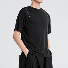 Load image into Gallery viewer, Lace-up Zip-up Slit Casual T-shirt
