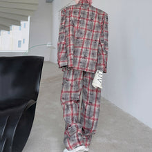 Load image into Gallery viewer, Notch Lapel Loose Blazer Casual Trousers Plaid Suit Two-piece Suit
