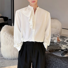 Load image into Gallery viewer, Asymmetrical Ruffled Stand Collar Loose Shirt
