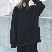 Load image into Gallery viewer, Black Loose Hooded Sweatshirt
