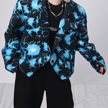 Load image into Gallery viewer, Contrast Print Cropped Single Button Jacket
