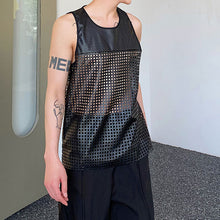 Load image into Gallery viewer, Mesh Panel PU Leather Sleeveless Vest
