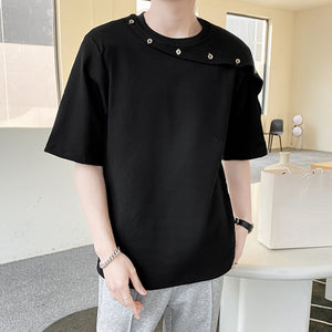 Beveled Button Short Sleeve T-Shirt