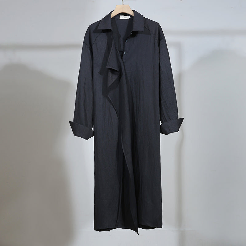 Japanese Deconstructed Long Belt Shirt Windbreaker