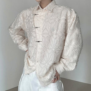 Handmade Metal Button Fur Long Sleeve Shirt