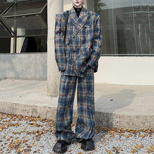 Load image into Gallery viewer, Notch Lapel Loose Blazer Casual Trousers Plaid Suit Two-piece Suit
