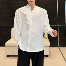 Load image into Gallery viewer, Asymmetrical Ruffled Stand Collar Loose Shirt
