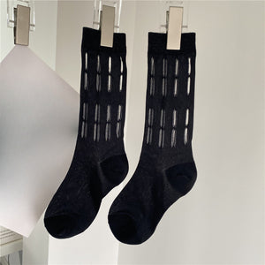 Hollow Irregular Hole Mid-tube Socks