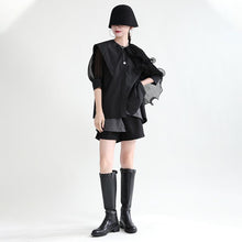 Load image into Gallery viewer, Lapel Panel Ruffle Roll Ruffle Short Sleeve Shirt
