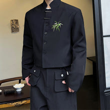 Load image into Gallery viewer, Cropped Embroidered Metal Button Stand Collar Jacket
