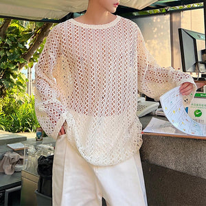 Cutout Knit Long Sleeve T-Shirt