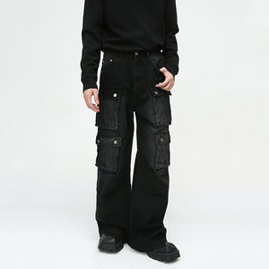 Multi-pocket Wide-leg Cargo Jeans