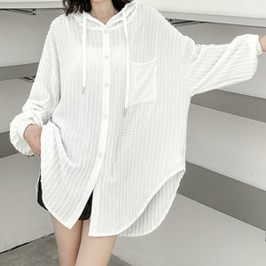 Hooded Striped Jacquard Shirt