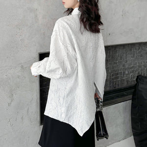 Heavy Wrinkled Irregular Loose Long-sleeved Shirt