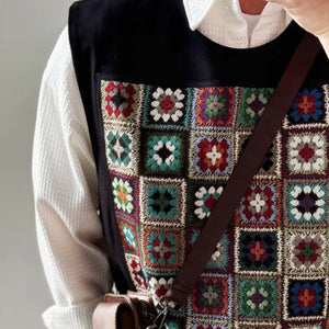 Loose Patchwork Pullover Vest