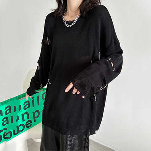 Autumn Thin Loose Retro Hollow Sweater