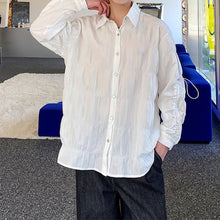 Load image into Gallery viewer, Drawstring Ruffle Lapel Long Sleeve Shirt
