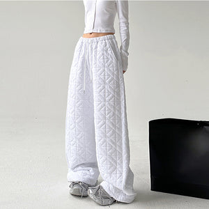 Diamond Check Thickened Cuffed Casual Pants