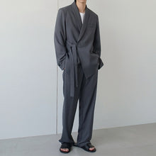 Load image into Gallery viewer, Belt Drawstring Jacket Loose Draped Pants Two-piece Suit
